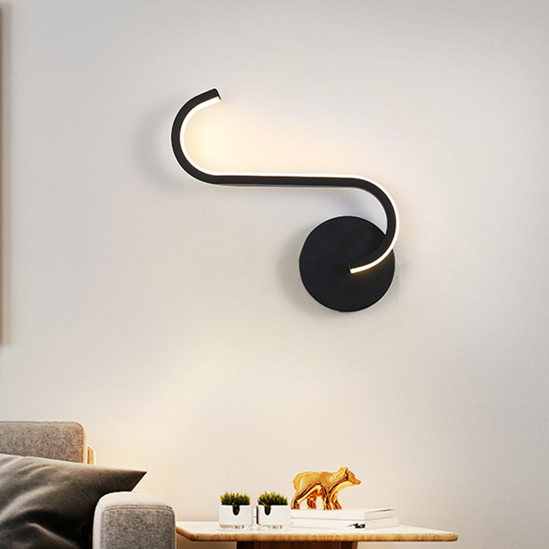 Parallel Rod/Twisted/Arched LED Sconce Minimalist Metal Black Wall Mounted Lamp in Warm/White Light for Hotel Black B Clearhalo 'Cast Iron' 'Glass' 'Industrial' 'Modern wall lights' 'Modern' 'Tiffany' 'Traditional wall lights' 'Wall Lamps & Sconces' 'Wall Lights' Lighting' 1899871