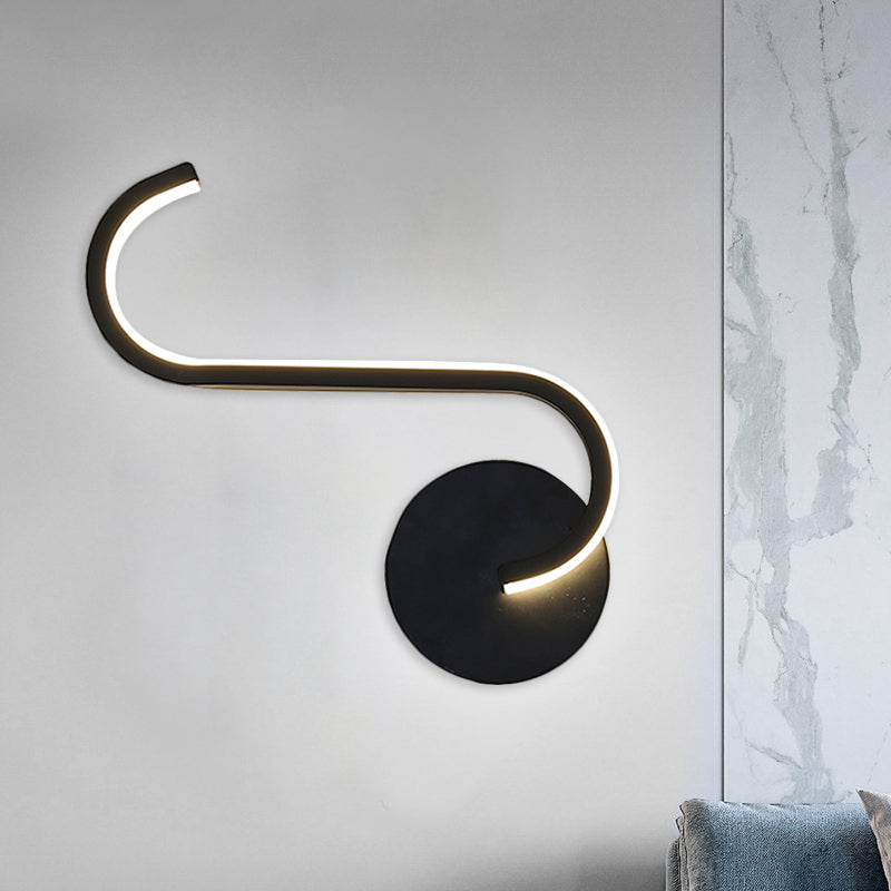 Parallel Rod/Twisted/Arched LED Sconce Minimalist Metal Black Wall Mounted Lamp in Warm/White Light for Hotel Clearhalo 'Cast Iron' 'Glass' 'Industrial' 'Modern wall lights' 'Modern' 'Tiffany' 'Traditional wall lights' 'Wall Lamps & Sconces' 'Wall Lights' Lighting' 1899872