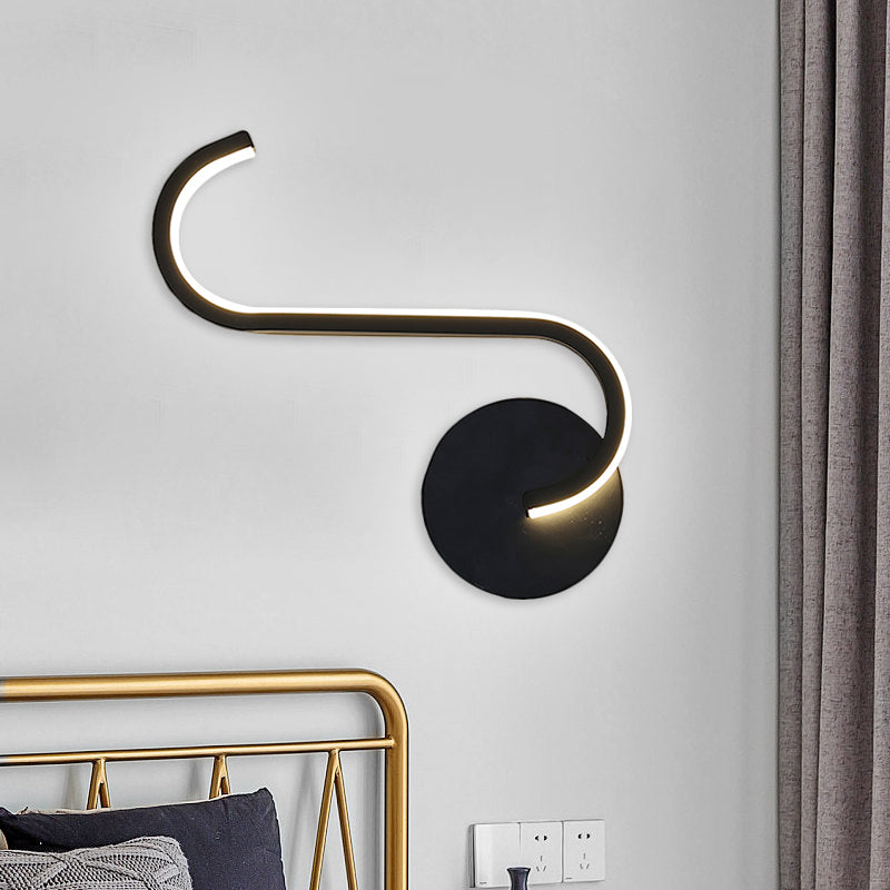 Parallel Rod/Twisted/Arched LED Sconce Minimalist Metal Black Wall Mounted Lamp in Warm/White Light for Hotel Clearhalo 'Cast Iron' 'Glass' 'Industrial' 'Modern wall lights' 'Modern' 'Tiffany' 'Traditional wall lights' 'Wall Lamps & Sconces' 'Wall Lights' Lighting' 1899873