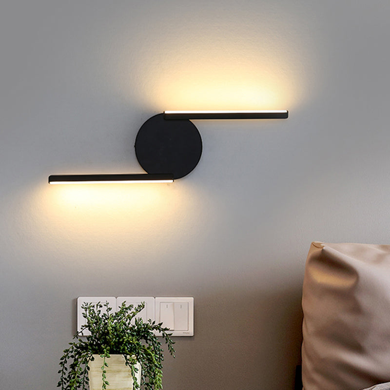 Parallel Rod/Twisted/Arched LED Sconce Minimalist Metal Black Wall Mounted Lamp in Warm/White Light for Hotel Black C Clearhalo 'Cast Iron' 'Glass' 'Industrial' 'Modern wall lights' 'Modern' 'Tiffany' 'Traditional wall lights' 'Wall Lamps & Sconces' 'Wall Lights' Lighting' 1899876