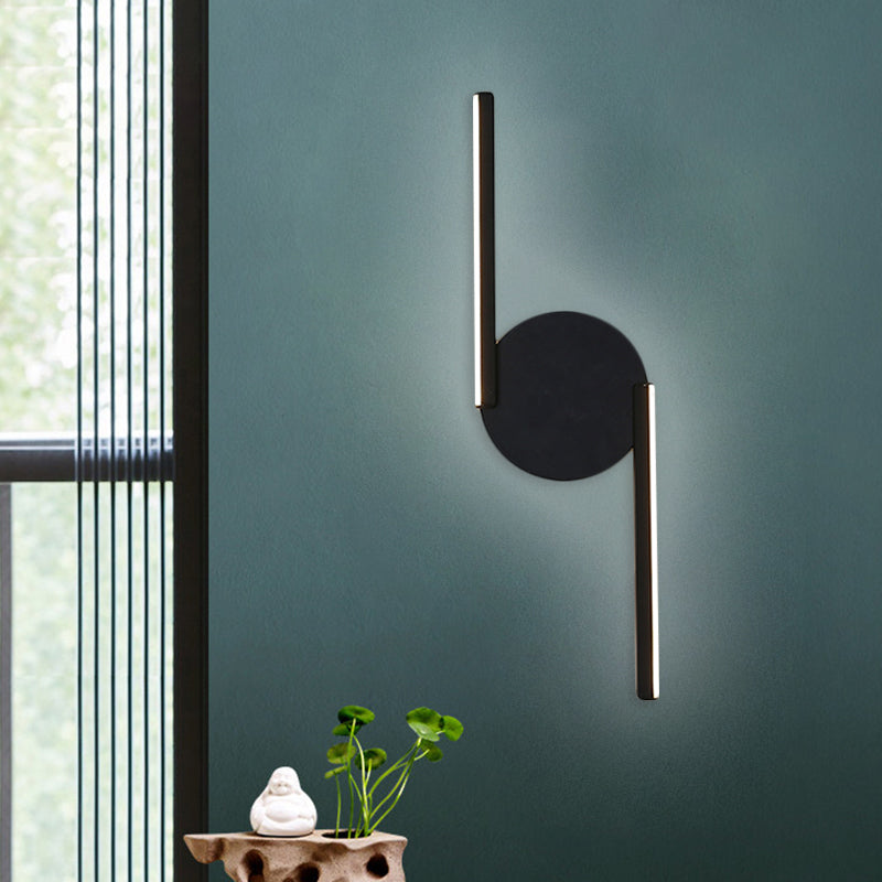 Parallel Rod/Twisted/Arched LED Sconce Minimalist Metal Black Wall Mounted Lamp in Warm/White Light for Hotel Clearhalo 'Cast Iron' 'Glass' 'Industrial' 'Modern wall lights' 'Modern' 'Tiffany' 'Traditional wall lights' 'Wall Lamps & Sconces' 'Wall Lights' Lighting' 1899877