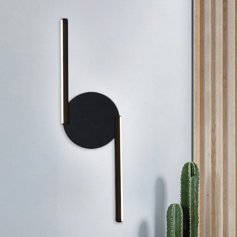 Parallel Rod/Twisted/Arched LED Sconce Minimalist Metal Black Wall Mounted Lamp in Warm/White Light for Hotel Clearhalo 'Cast Iron' 'Glass' 'Industrial' 'Modern wall lights' 'Modern' 'Tiffany' 'Traditional wall lights' 'Wall Lamps & Sconces' 'Wall Lights' Lighting' 1899878