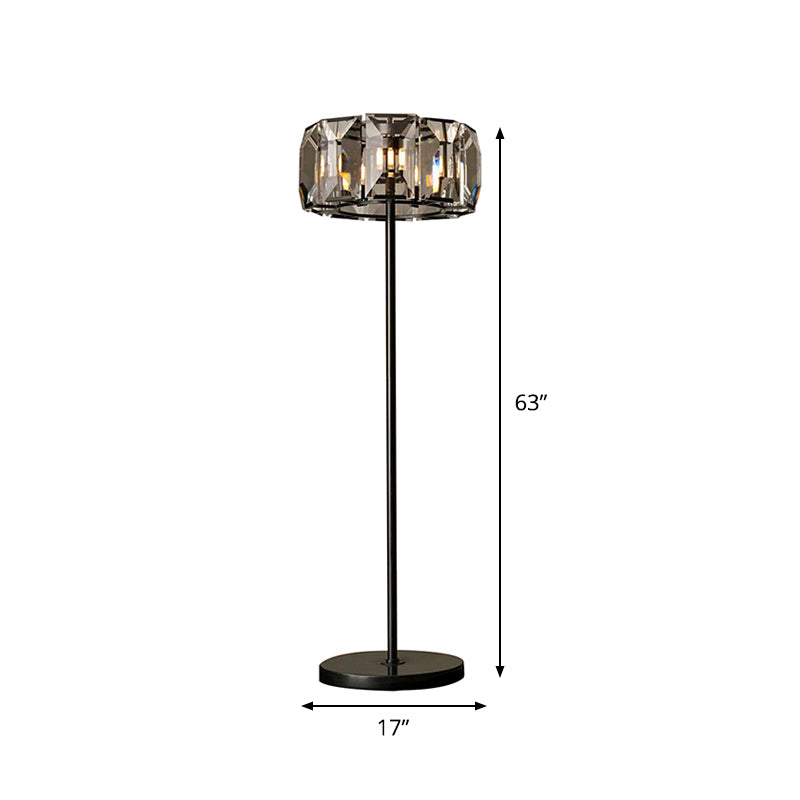 LED Round Standing Lamp Minimalist Black Faceted Crystal Floor Lighting for Living Room Clearhalo 'Floor Lamps' 'Lamps' Lighting' 1899893