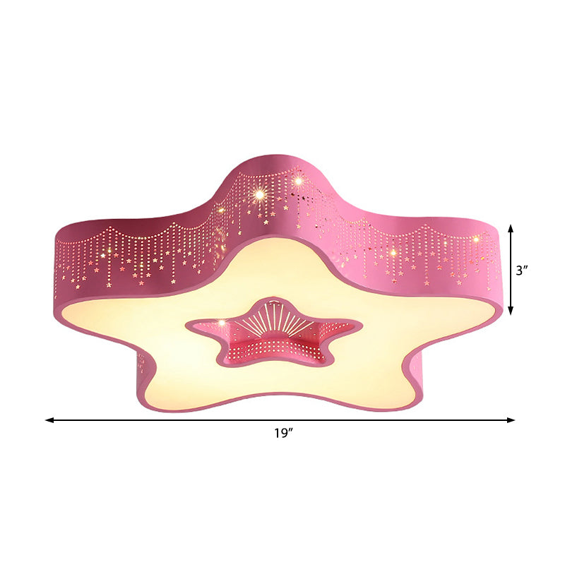 Metal Acrylic Hollow Star Flush Mount Light Modern Macaron Loft LED Ceiling Lamp for Child Bedroom Clearhalo 'Ceiling Lights' 'Close To Ceiling Lights' 'Close to ceiling' 'Flush mount' Lighting' 189991