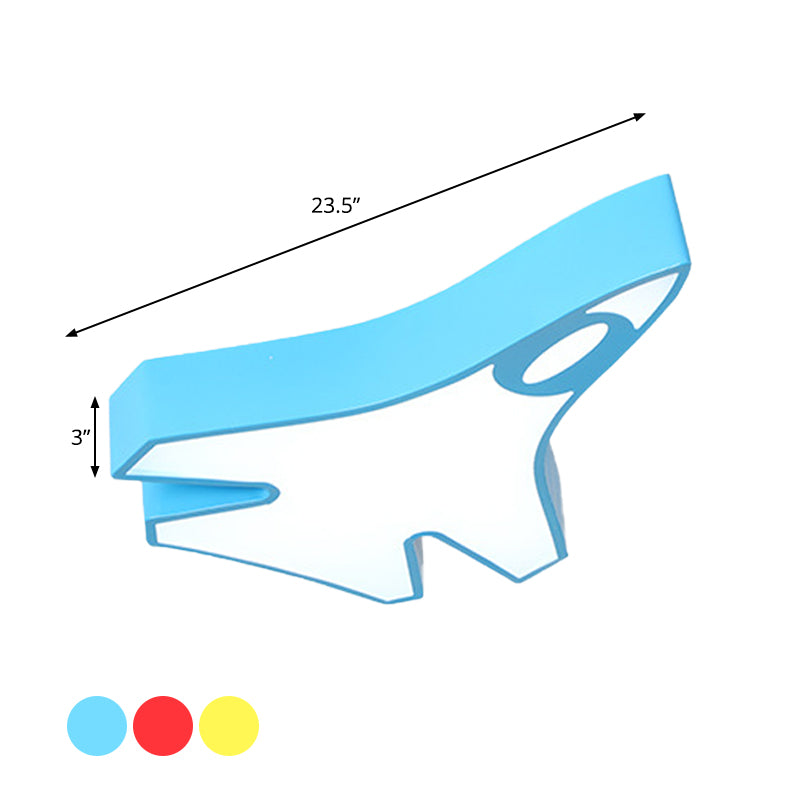Acrylic Airplane Flush Lamp Minimalist LED Ceiling Mounted Fixture in Red/Yellow/Blue, Warm/White Light Clearhalo 'Ceiling Lights' 'Close To Ceiling Lights' 'Close to ceiling' 'Flush mount' Lighting' 1899949