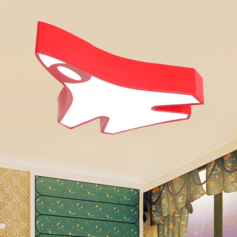 Acrylic Airplane Flush Lamp Minimalist LED Ceiling Mounted Fixture in Red/Yellow/Blue, Warm/White Light Red Clearhalo 'Ceiling Lights' 'Close To Ceiling Lights' 'Close to ceiling' 'Flush mount' Lighting' 1899950