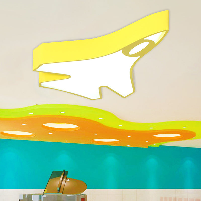 Acrylic Airplane Flush Lamp Minimalist LED Ceiling Mounted Fixture in Red/Yellow/Blue, Warm/White Light Yellow Clearhalo 'Ceiling Lights' 'Close To Ceiling Lights' 'Close to ceiling' 'Flush mount' Lighting' 1899954