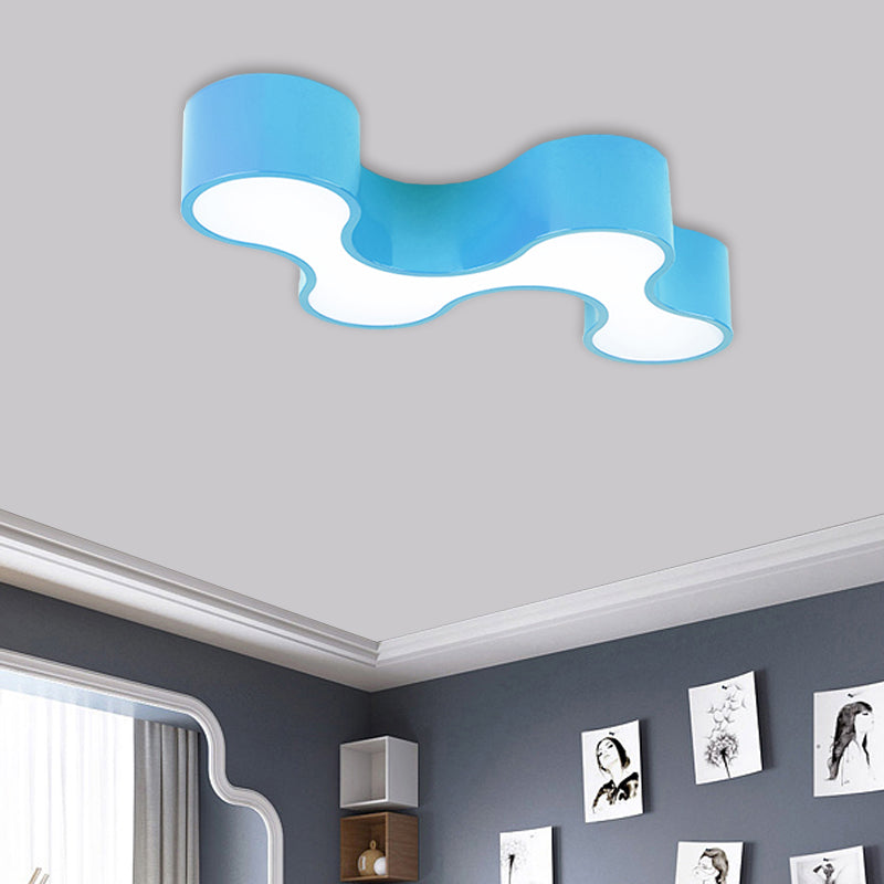 LED Bedroom Flush Mount Lamp Kids Style Blue/Yellow/Green Ceiling Lighting with Earthworm Acrylic Shade Blue Clearhalo 'Ceiling Lights' 'Close To Ceiling Lights' 'Close to ceiling' 'Flush mount' Lighting' 1899958