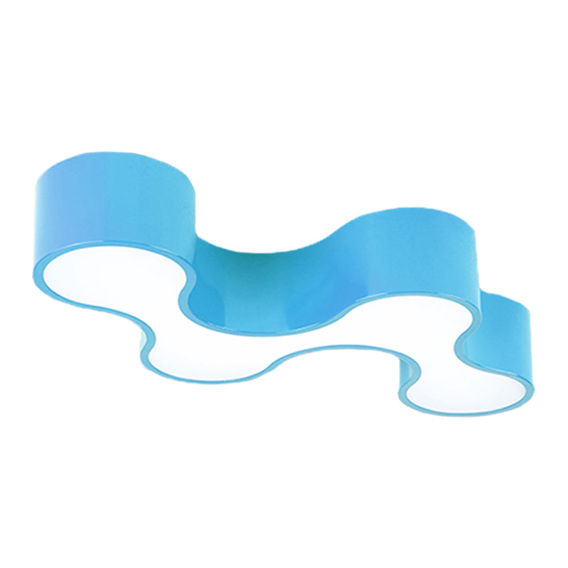 LED Bedroom Flush Mount Lamp Kids Style Blue/Yellow/Green Ceiling Lighting with Earthworm Acrylic Shade Clearhalo 'Ceiling Lights' 'Close To Ceiling Lights' 'Close to ceiling' 'Flush mount' Lighting' 1899959