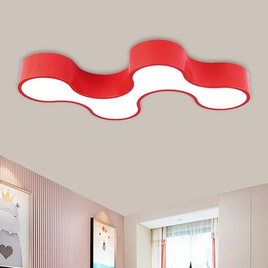 LED Bedroom Flush Mount Lamp Kids Style Blue/Yellow/Green Ceiling Lighting with Earthworm Acrylic Shade Red Clearhalo 'Ceiling Lights' 'Close To Ceiling Lights' 'Close to ceiling' 'Flush mount' Lighting' 1899962