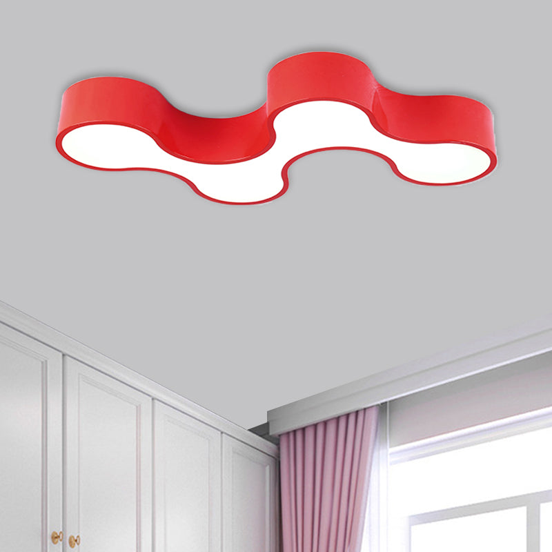 LED Bedroom Flush Mount Lamp Kids Style Blue/Yellow/Green Ceiling Lighting with Earthworm Acrylic Shade Clearhalo 'Ceiling Lights' 'Close To Ceiling Lights' 'Close to ceiling' 'Flush mount' Lighting' 1899963