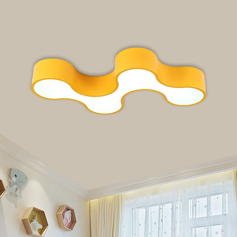 LED Bedroom Flush Mount Lamp Kids Style Blue/Yellow/Green Ceiling Lighting with Earthworm Acrylic Shade Clearhalo 'Ceiling Lights' 'Close To Ceiling Lights' 'Close to ceiling' 'Flush mount' Lighting' 1899967