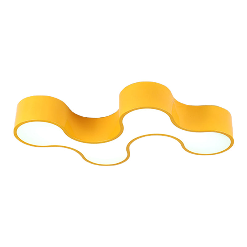 LED Bedroom Flush Mount Lamp Kids Style Blue/Yellow/Green Ceiling Lighting with Earthworm Acrylic Shade Clearhalo 'Ceiling Lights' 'Close To Ceiling Lights' 'Close to ceiling' 'Flush mount' Lighting' 1899968