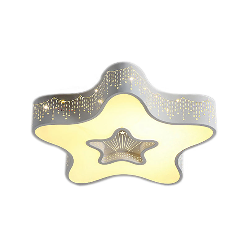 Metal Acrylic Hollow Star Flush Mount Light Modern Macaron Loft LED Ceiling Lamp for Child Bedroom Clearhalo 'Ceiling Lights' 'Close To Ceiling Lights' 'Close to ceiling' 'Flush mount' Lighting' 189997