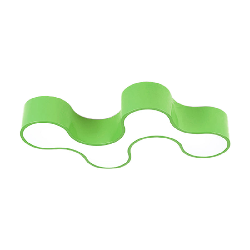 LED Bedroom Flush Mount Lamp Kids Style Blue/Yellow/Green Ceiling Lighting with Earthworm Acrylic Shade Clearhalo 'Ceiling Lights' 'Close To Ceiling Lights' 'Close to ceiling' 'Flush mount' Lighting' 1899972