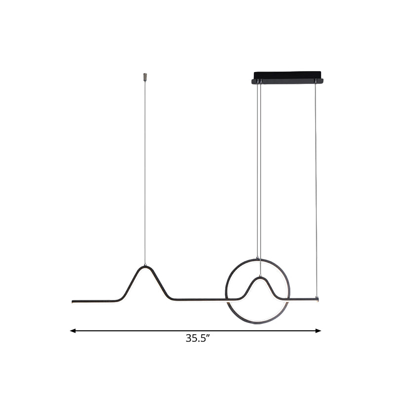 Aluminum Linear LED Island Lighting Modern Black/Gold Hanging Light Kit with Sun and Mountain Design, Warm/White Light Clearhalo 'Ceiling Lights' 'Island Lights' Lighting' 1899994