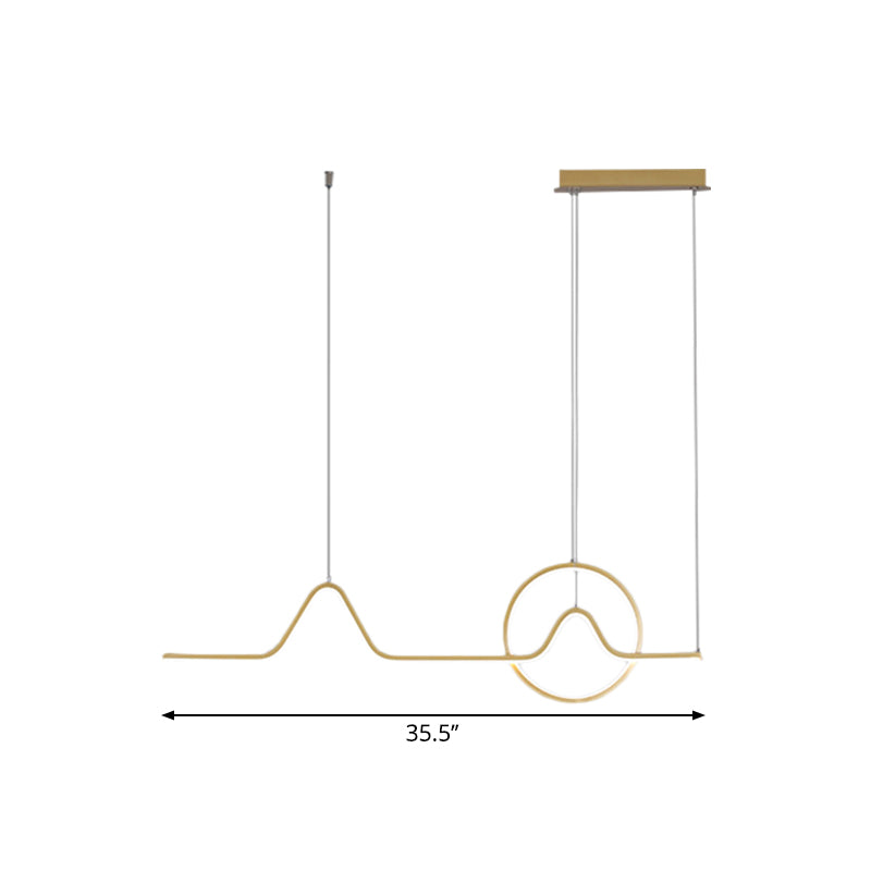 Aluminum Linear LED Island Lighting Modern Black/Gold Hanging Light Kit with Sun and Mountain Design, Warm/White Light Clearhalo 'Ceiling Lights' 'Island Lights' Lighting' 1899999