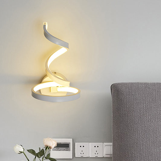 Nordic LED Wall Sconce White Snaking/Musical Note/Entwining Wall Mount Light with Acrylic Shade for Living Room Grey D Clearhalo 'Cast Iron' 'Glass' 'Industrial' 'Modern wall lights' 'Modern' 'Tiffany' 'Traditional wall lights' 'Wall Lamps & Sconces' 'Wall Lights' Lighting' 1900004