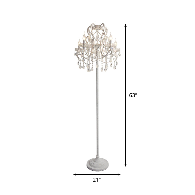4-Head Standing Lighting with Candlestick Shade Crystal Contemporary Living Room Floor Lamp in White Clearhalo 'Floor Lamps' 'Lamps' Lighting' 1900057