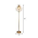 Gold Spiral Arm Floor Lighting Classic Metal 3 Heads Living Room Standing Lamp with Faceted Crystal Droplet Clearhalo 'Floor Lamps' 'Lamps' Lighting' 1900061