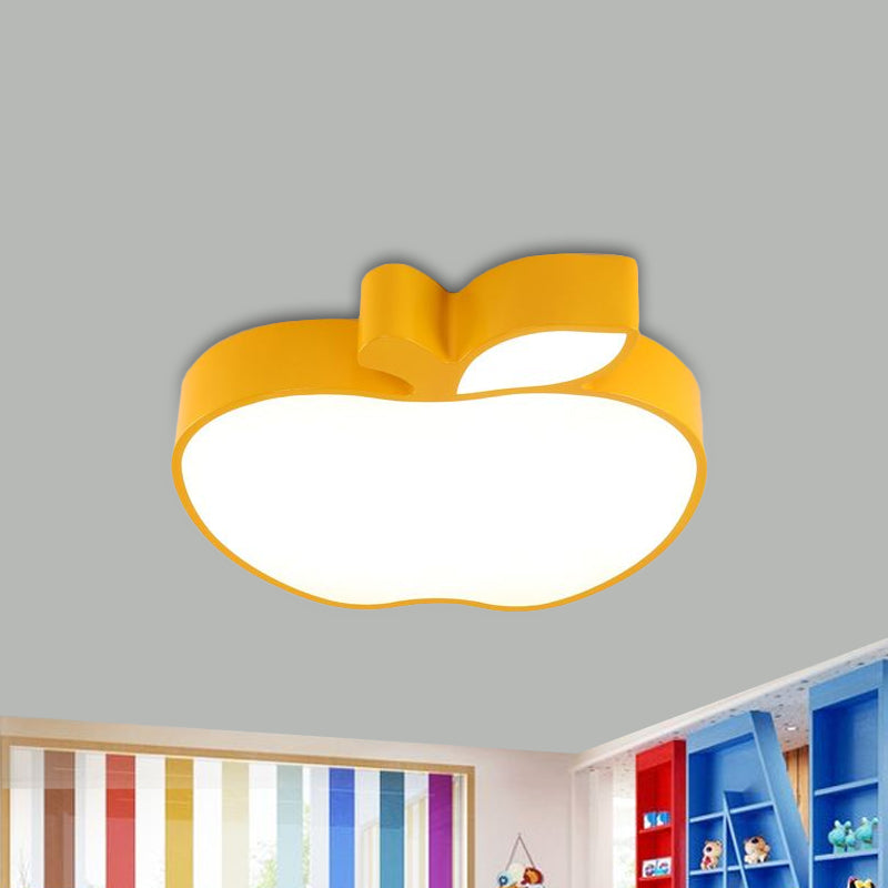 Kids LED Flush Mount Lamp with Acrylic Shade Red/Yellow/Blue Apple Flush Ceiling Light Fixture Yellow Clearhalo 'Ceiling Lights' 'Close To Ceiling Lights' 'Close to ceiling' 'Flush mount' Lighting' 1900066