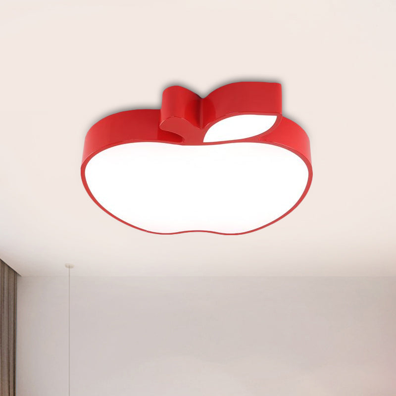 Kids LED Flush Mount Lamp with Acrylic Shade Red/Yellow/Blue Apple Flush Ceiling Light Fixture Red Clearhalo 'Ceiling Lights' 'Close To Ceiling Lights' 'Close to ceiling' 'Flush mount' Lighting' 1900070