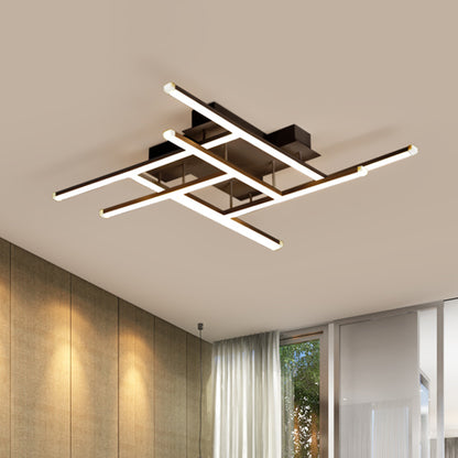 Novelty Modern Crisscrossed Semi Flush Acrylic Bedroom LED Close to Ceiling Light in Black Black Clearhalo 'Ceiling Lights' 'Close To Ceiling Lights' 'Close to ceiling' 'Semi-flushmount' Lighting' 1900150