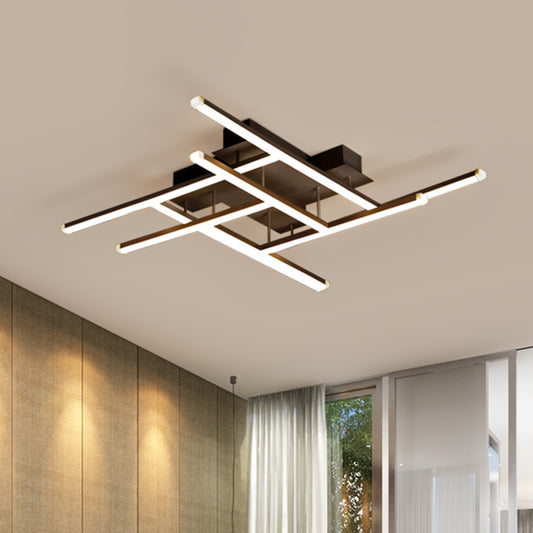 Novelty Modern Crisscrossed Semi Flush Acrylic Bedroom LED Close to Ceiling Light in Black Black Clearhalo 'Ceiling Lights' 'Close To Ceiling Lights' 'Close to ceiling' 'Semi-flushmount' Lighting' 1900150