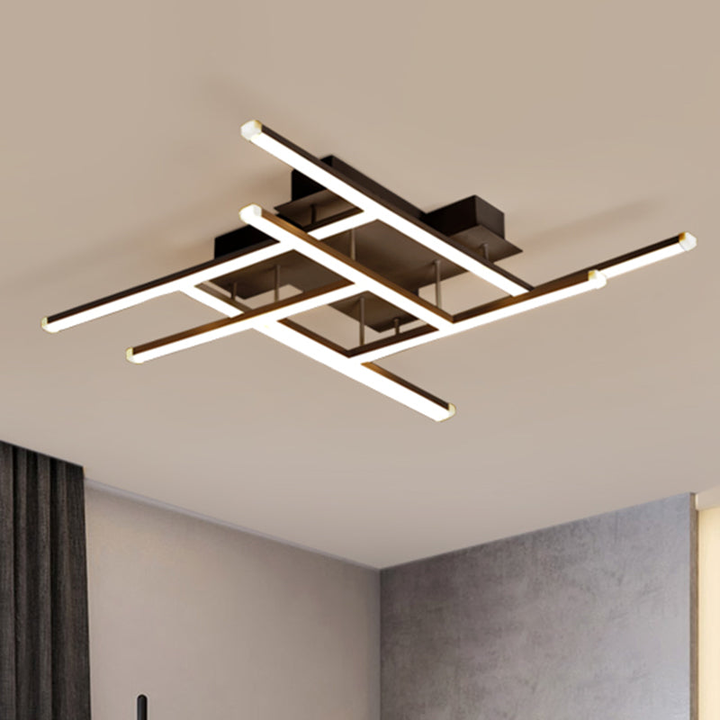 Novelty Modern Crisscrossed Semi Flush Acrylic Bedroom LED Close to Ceiling Light in Black Clearhalo 'Ceiling Lights' 'Close To Ceiling Lights' 'Close to ceiling' 'Semi-flushmount' Lighting' 1900151
