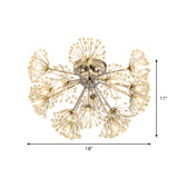 Firework Dinning Room Ceiling Mounted Light Simple Clear Crystal Bead 9/15-Bulb Chrome Flush Mount Lighting Clearhalo 'Ceiling Lights' 'Close To Ceiling Lights' 'Close to ceiling' 'Semi-flushmount' Lighting' 1900182