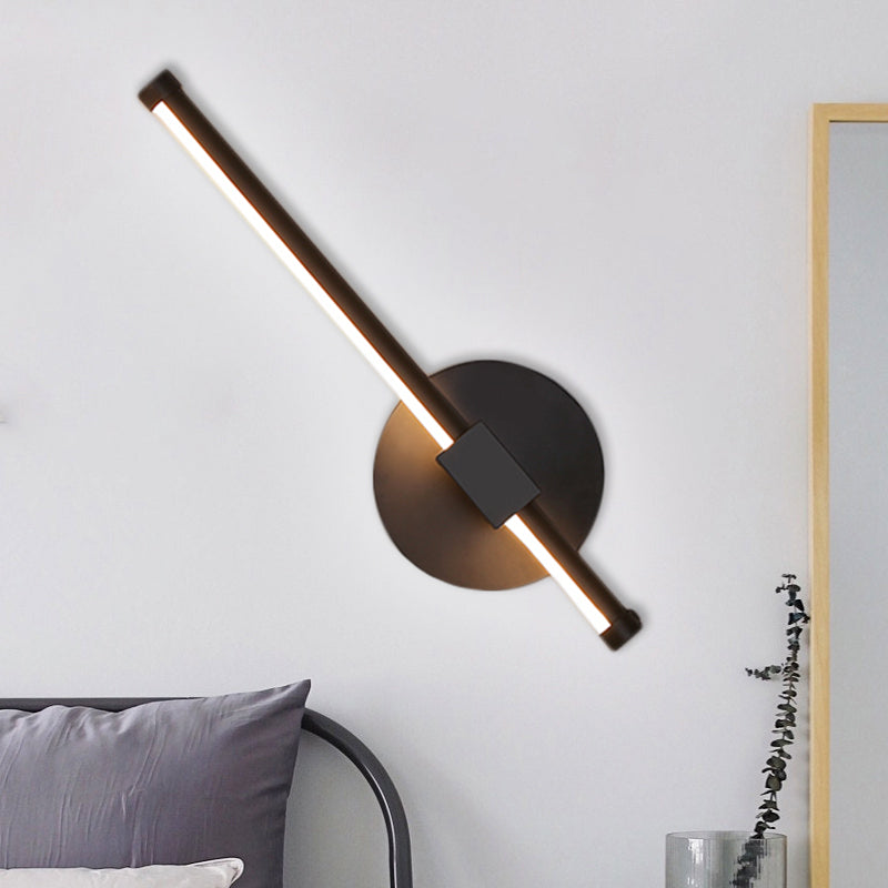 Black Slim Rod LED Wall Light Fixture Minimalist Aluminum Sconce Lamp in Warm/White Light Clearhalo 'Cast Iron' 'Glass' 'Industrial' 'Modern wall lights' 'Modern' 'Tiffany' 'Traditional wall lights' 'Wall Lamps & Sconces' 'Wall Lights' Lighting' 1900265