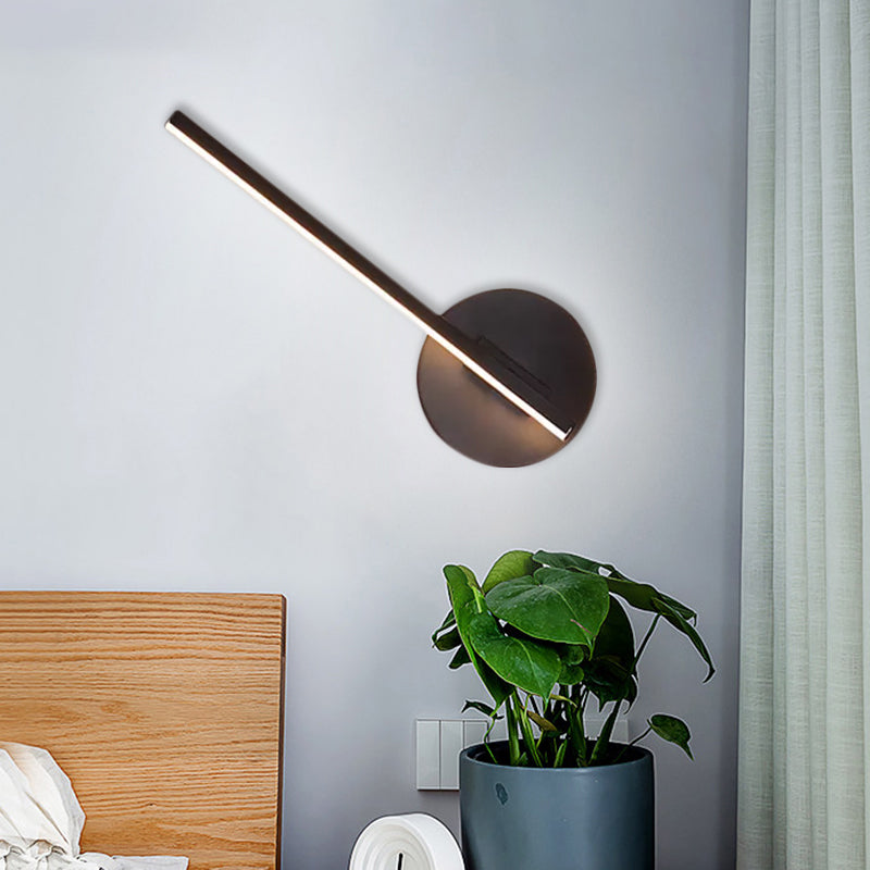 Black Slim Rod LED Wall Light Fixture Minimalist Aluminum Sconce Lamp in Warm/White Light Clearhalo 'Cast Iron' 'Glass' 'Industrial' 'Modern wall lights' 'Modern' 'Tiffany' 'Traditional wall lights' 'Wall Lamps & Sconces' 'Wall Lights' Lighting' 1900271