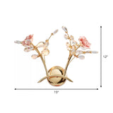 Rose K9 Crystal Wall Lighting Modernist 2 Lights Hallway Wall Mounted Light Fixture in Gold Clearhalo 'Modern wall lights' 'Modern' 'Wall Lamps & Sconces' 'Wall Lights' Lighting' 1900277