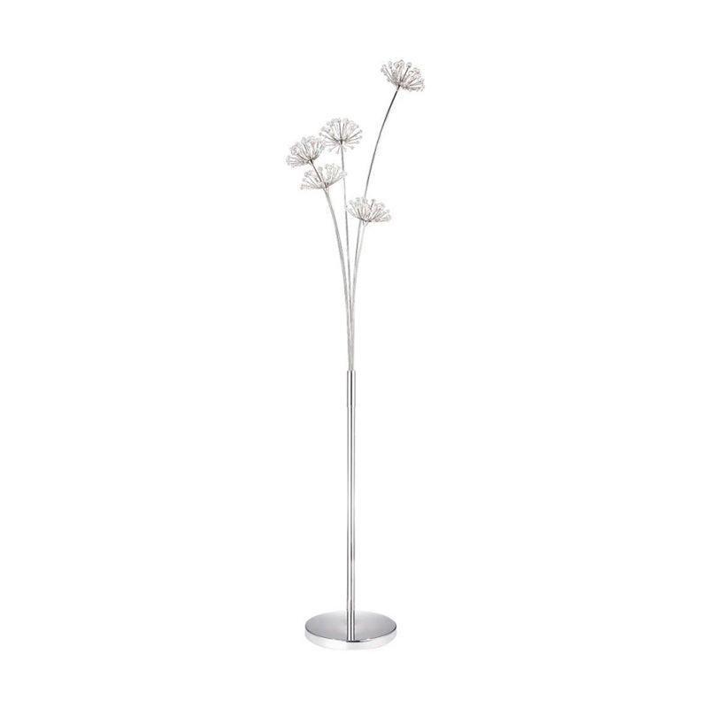 Nordic Dandelion Standing Lighting 3/5-Bulb Crystal Bead Floor Light in Silver for Living Room Clearhalo 'Floor Lamps' 'Lamps' Lighting' 1900285