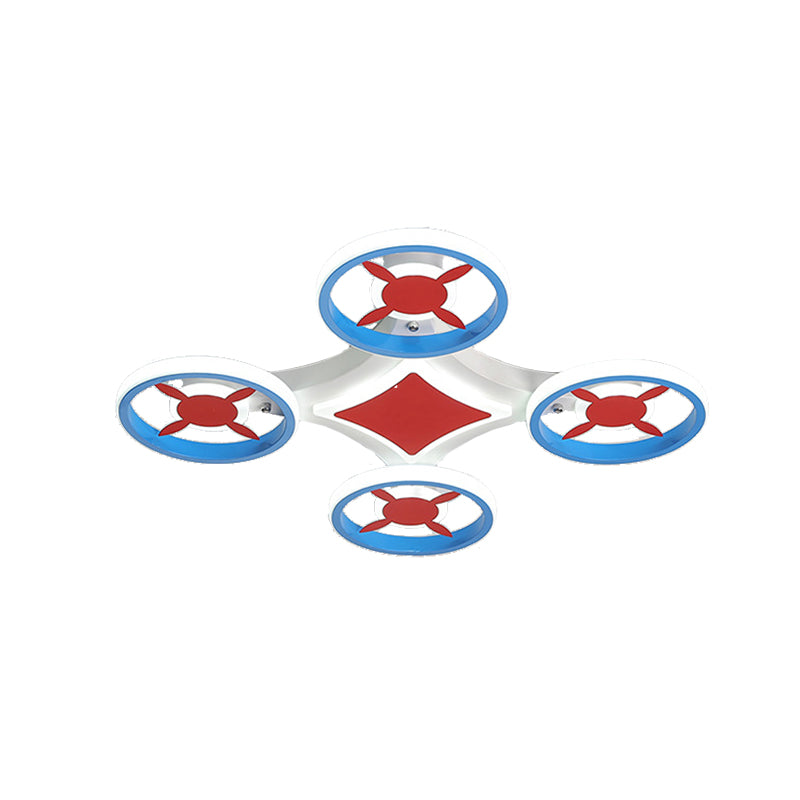 Child Bedroom Space Vehicle Ceiling Lamp Acrylic Metal Cartoon LED Flush Mount Light in Blue and Red Clearhalo 'Ceiling Lights' 'Close To Ceiling Lights' 'Close to ceiling' 'Flush mount' Lighting' 190029