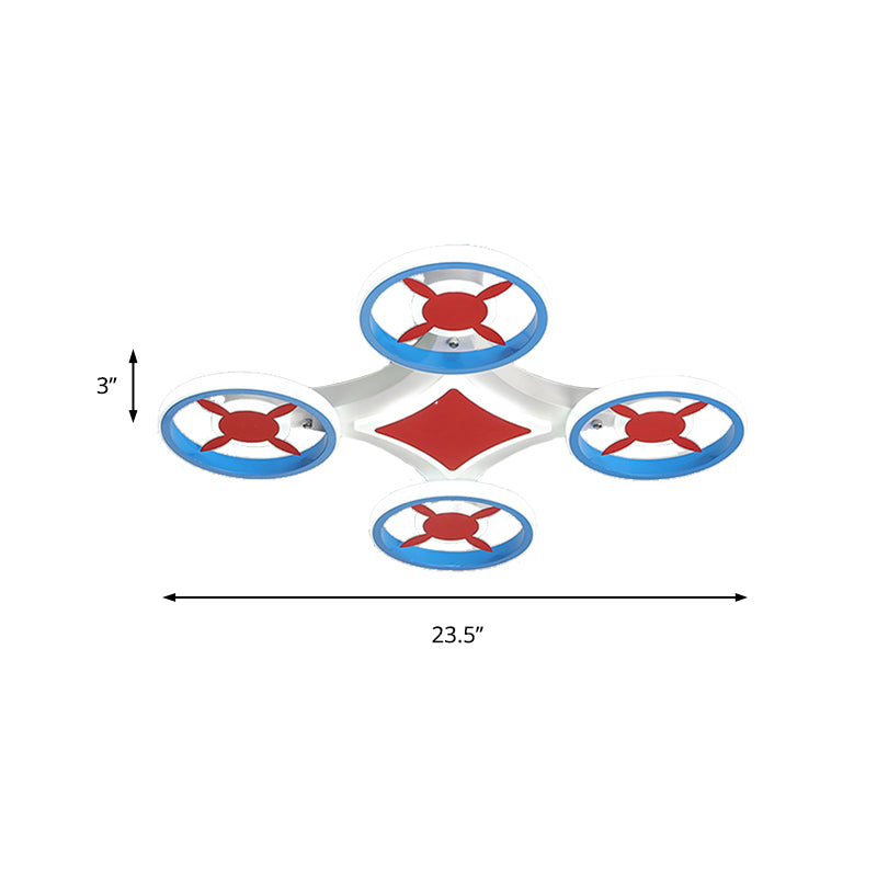 Child Bedroom Space Vehicle Ceiling Lamp Acrylic Metal Cartoon LED Flush Mount Light in Blue and Red Clearhalo 'Ceiling Lights' 'Close To Ceiling Lights' 'Close to ceiling' 'Flush mount' Lighting' 190030