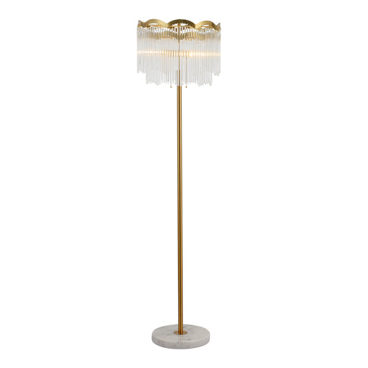 2-Tier Living Room Standing Light Contemporary Flute Crystal Single Gold Floor Lighting Clearhalo 'Floor Lamps' 'Lamps' Lighting' 1900342