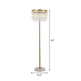 2-Tier Living Room Standing Light Contemporary Flute Crystal Single Gold Floor Lighting Clearhalo 'Floor Lamps' 'Lamps' Lighting' 1900343
