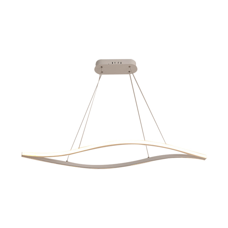 Leaf Shaped Aluminum Drop Pendant Simplicity Black/White LED Island Lamp in Warm/White Light, 31.5"/39" Wide Clearhalo 'Ceiling Lights' 'Island Lights' Lighting' 1900380