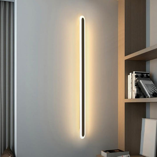 Elongated Bar Bedroom Flush Wall Sconce Acrylic 16"/23.5"/31.5" W LED Nordic Wall Lamp in Warm/White Light, Black/White Clearhalo 'Modern wall lights' 'Modern' 'Wall Lamps & Sconces' 'Wall Lights' Lighting' 1900381