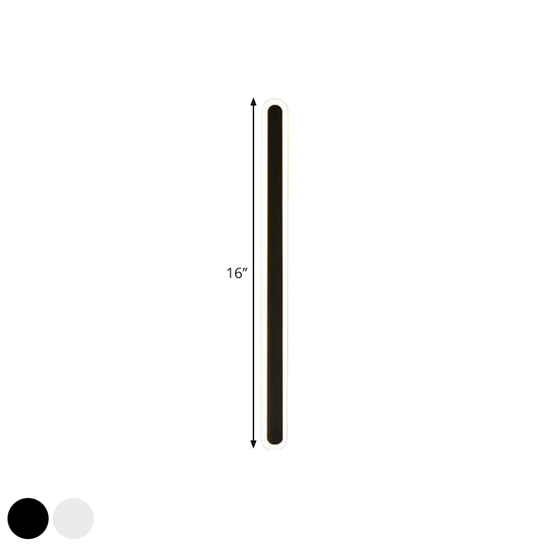 Elongated Bar Bedroom Flush Wall Sconce Acrylic 16"/23.5"/31.5" W LED Nordic Wall Lamp in Warm/White Light, Black/White Clearhalo 'Modern wall lights' 'Modern' 'Wall Lamps & Sconces' 'Wall Lights' Lighting' 1900386