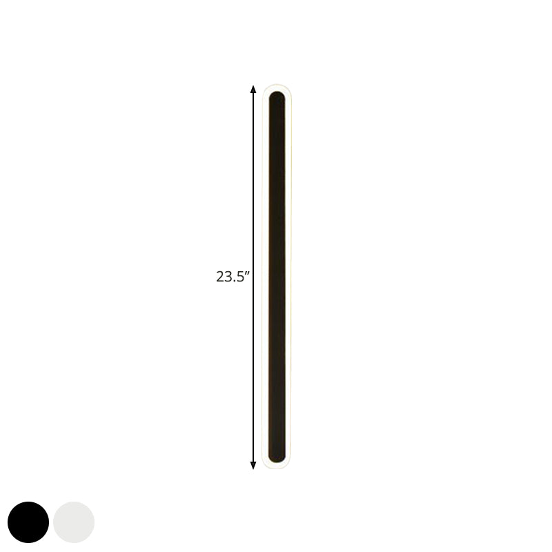 Elongated Bar Bedroom Flush Wall Sconce Acrylic 16"/23.5"/31.5" W LED Nordic Wall Lamp in Warm/White Light, Black/White Clearhalo 'Modern wall lights' 'Modern' 'Wall Lamps & Sconces' 'Wall Lights' Lighting' 1900387