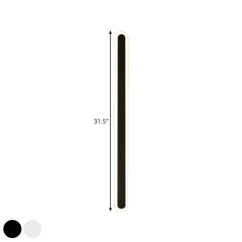 Elongated Bar Bedroom Flush Wall Sconce Acrylic 16"/23.5"/31.5" W LED Nordic Wall Lamp in Warm/White Light, Black/White Clearhalo 'Modern wall lights' 'Modern' 'Wall Lamps & Sconces' 'Wall Lights' Lighting' 1900388