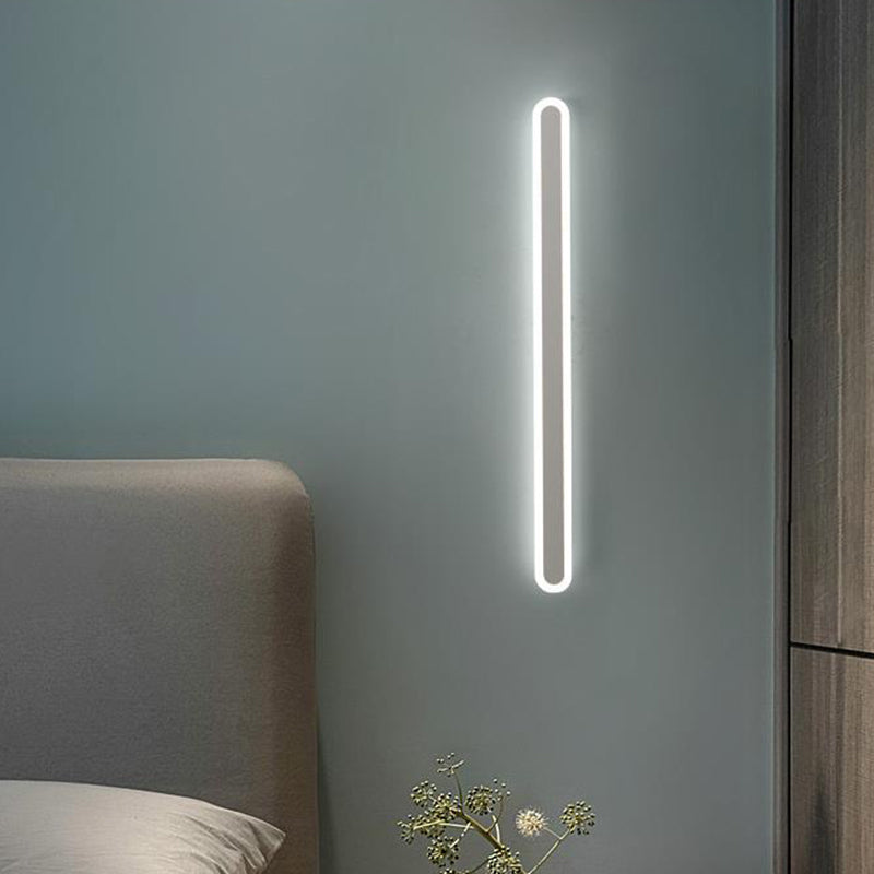Elongated Bar Bedroom Flush Wall Sconce Acrylic 16"/23.5"/31.5" W LED Nordic Wall Lamp in Warm/White Light, Black/White Clearhalo 'Modern wall lights' 'Modern' 'Wall Lamps & Sconces' 'Wall Lights' Lighting' 1900389