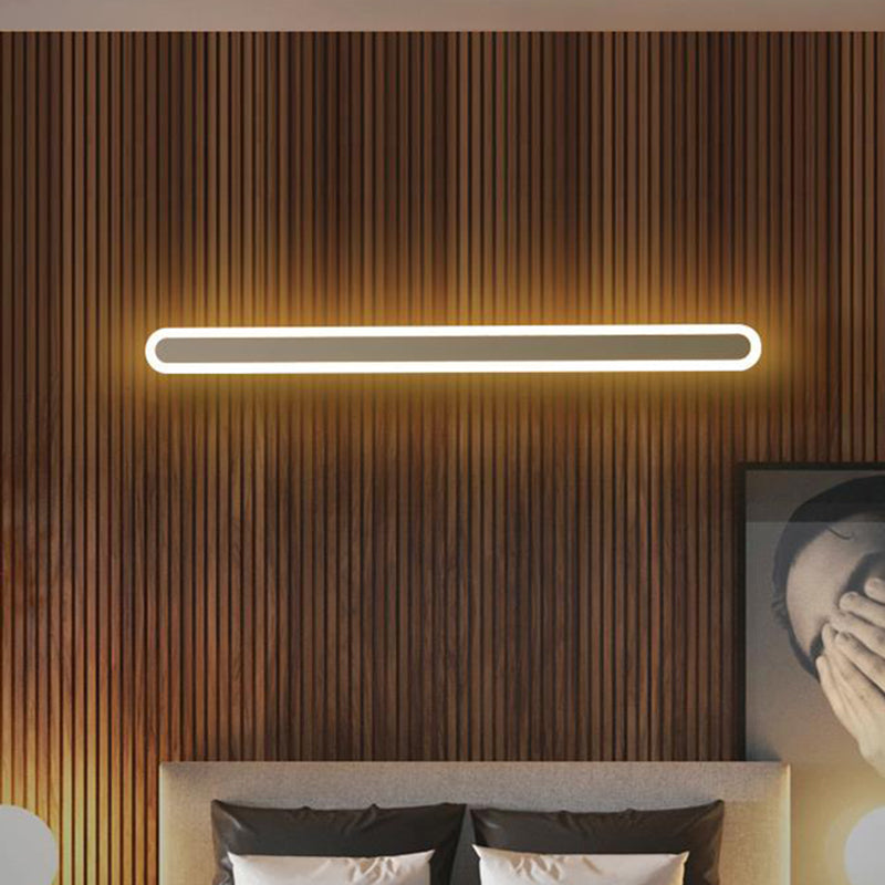 Elongated Bar Bedroom Flush Wall Sconce Acrylic 16"/23.5"/31.5" W LED Nordic Wall Lamp in Warm/White Light, Black/White Clearhalo 'Modern wall lights' 'Modern' 'Wall Lamps & Sconces' 'Wall Lights' Lighting' 1900390