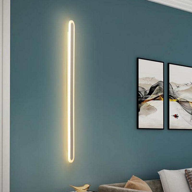 Elongated Bar Bedroom Flush Wall Sconce Acrylic 16"/23.5"/31.5" W LED Nordic Wall Lamp in Warm/White Light, Black/White Clearhalo 'Modern wall lights' 'Modern' 'Wall Lamps & Sconces' 'Wall Lights' Lighting' 1900391