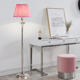 Urn-Shaped Living Room Floor Lamp Simple Crystal 1-Bulb Pink Standing Light with Cone Fabric Shade Clearhalo 'Floor Lamps' 'Lamps' Lighting' 1900397