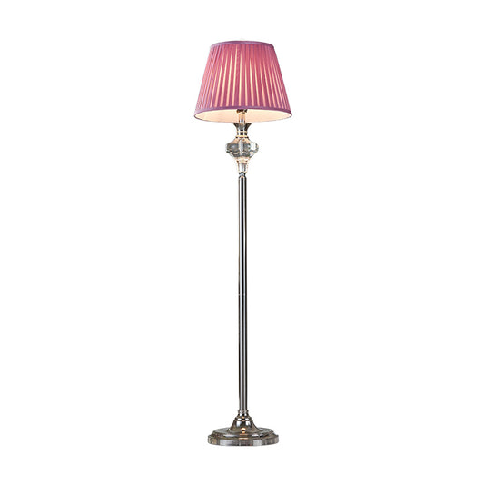 Urn-Shaped Living Room Floor Lamp Simple Crystal 1-Bulb Pink Standing Light with Cone Fabric Shade Clearhalo 'Floor Lamps' 'Lamps' Lighting' 1900399