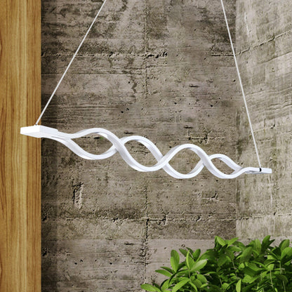 White Waves Island Light Fixture Minimal 2/4-Light Acrylic LED Suspension Lighting in Warm/White Light White 2" Clearhalo 'Ceiling Lights' 'Island Lights' Lighting' 1900433