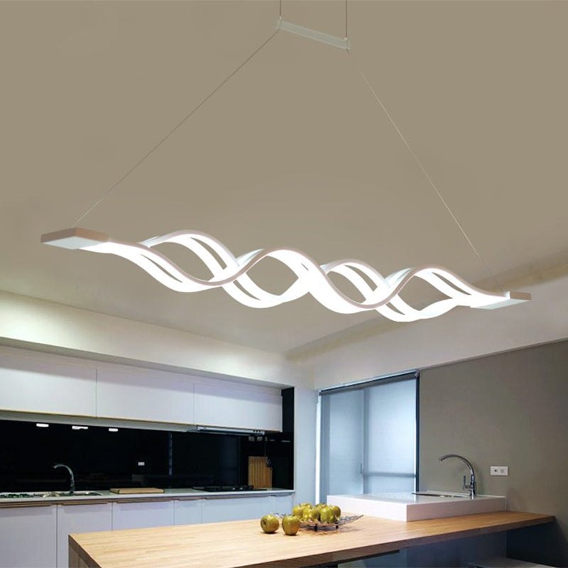 White Waves Island Light Fixture Minimal 2/4-Light Acrylic LED Suspension Lighting in Warm/White Light Clearhalo 'Ceiling Lights' 'Island Lights' Lighting' 1900439